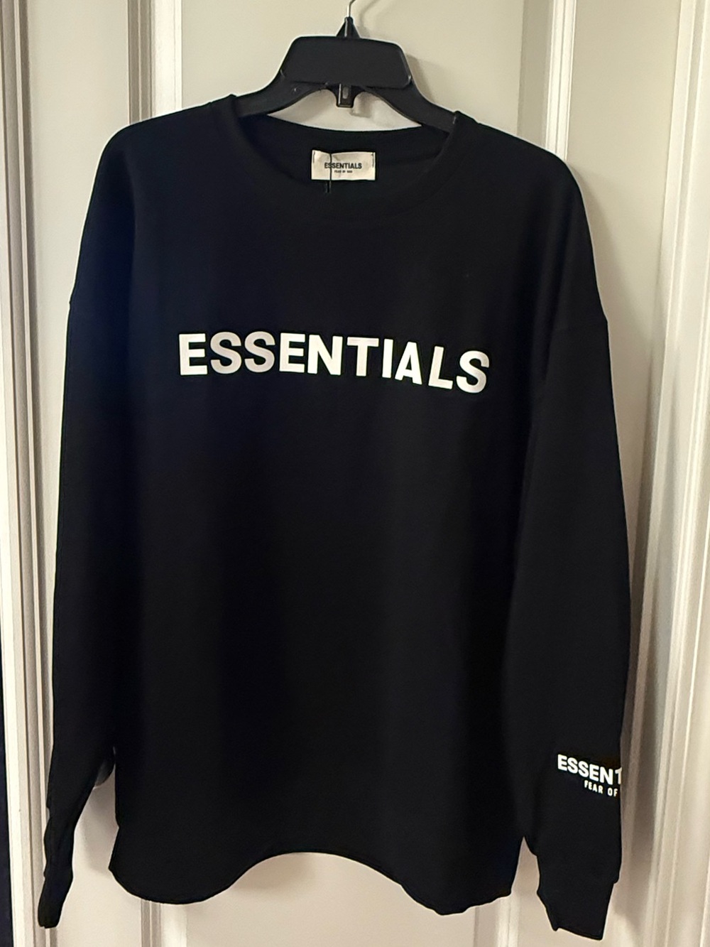 Essentials Black Sweatshirt with White Logo